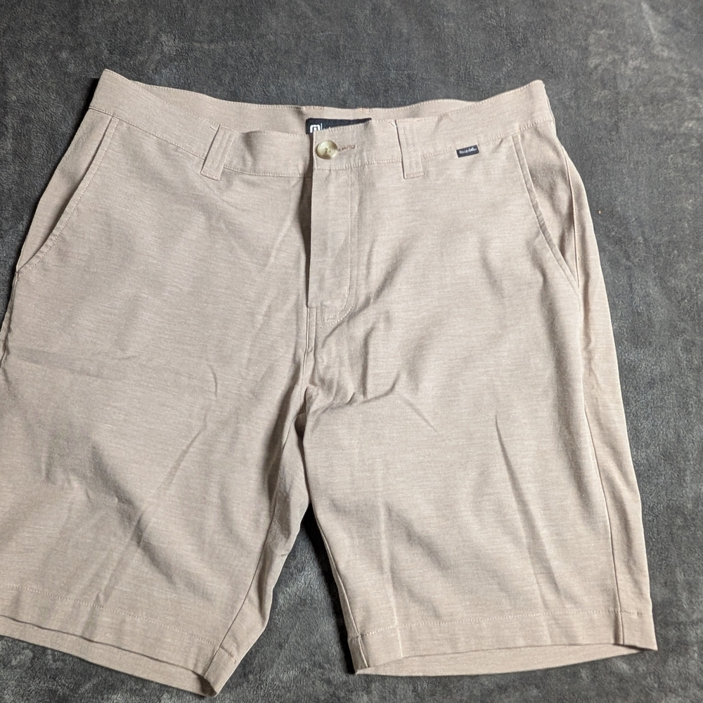 Travis Mathew Tan Flat Front Shorts Versatile Style